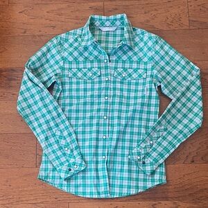 Stio Eddy Shirt (Sold out pattern - Teal and White Plaid Snap-Front Button-Down)